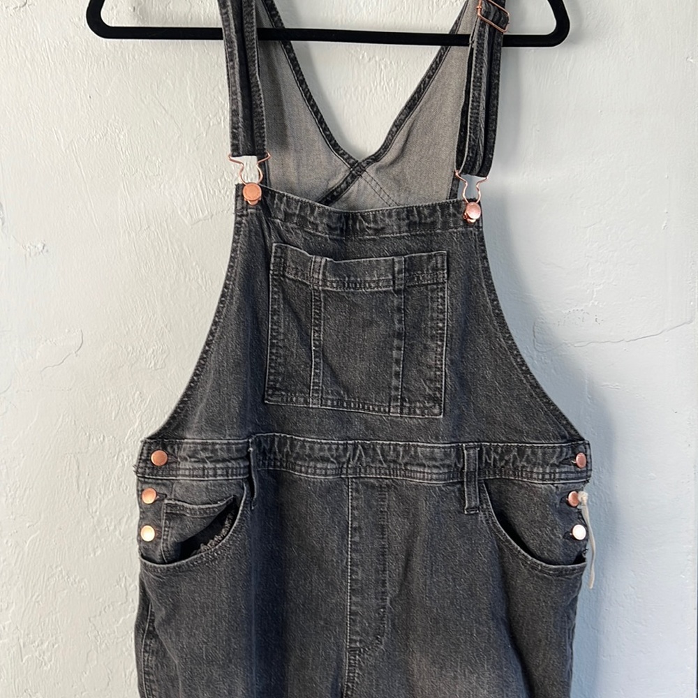 Grey denim overalls